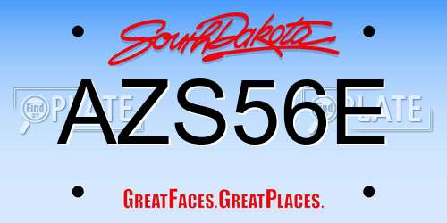 AZS56E South Dakota License Plate