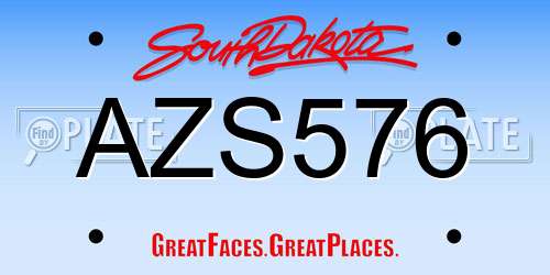 AZS576 South Dakota License Plate