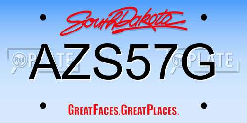AZS57G South Dakota License Plate