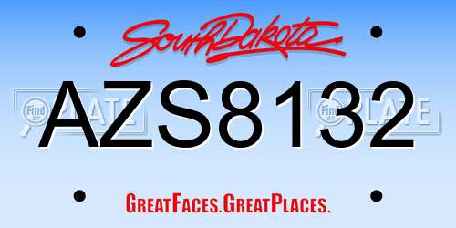 AZS8132 South Dakota License Plate