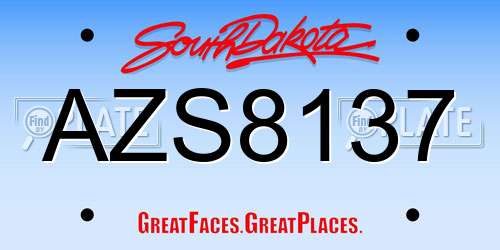 AZS8137 South Dakota License Plate
