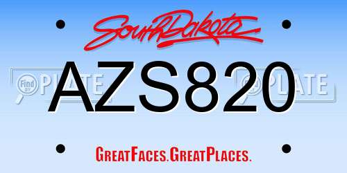 AZS820 South Dakota License Plate