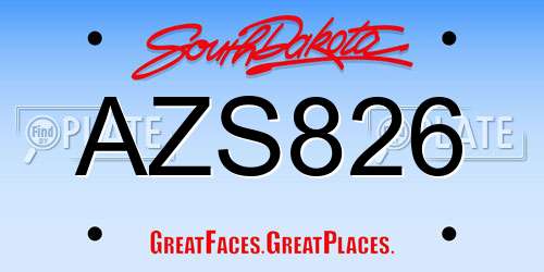 AZS826 South Dakota License Plate