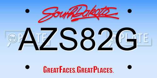 AZS82G South Dakota License Plate
