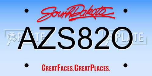AZS82O South Dakota License Plate
