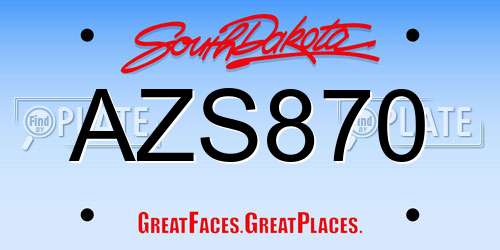AZS870 South Dakota License Plate