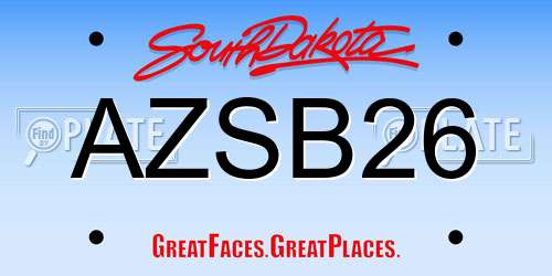 AZSB26 South Dakota License Plate