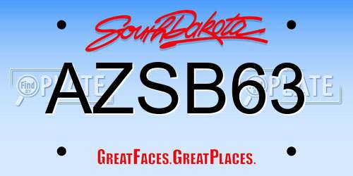 AZSB63 South Dakota License Plate
