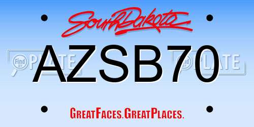 AZSB70 South Dakota License Plate