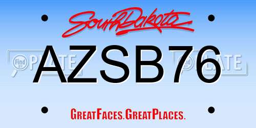 AZSB76 South Dakota License Plate
