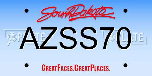 AZSS70 South Dakota License Plate