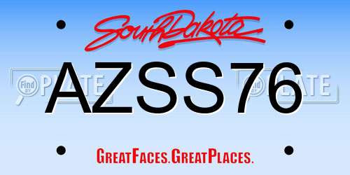 AZSS76 South Dakota License Plate