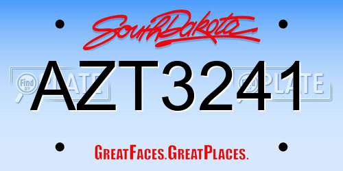 AZT3241 South Dakota License Plate