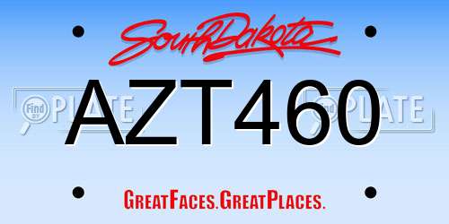 AZT460 South Dakota License Plate