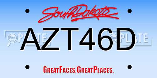 AZT46D South Dakota License Plate