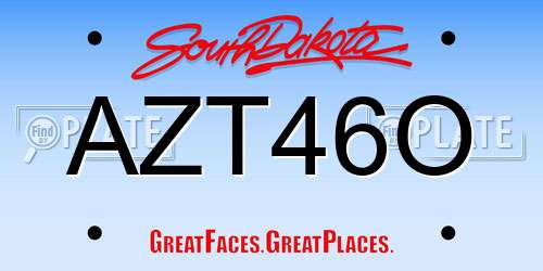 AZT46O South Dakota License Plate