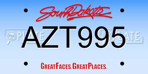 AZT995 South Dakota License Plate
