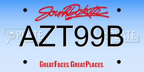 AZT99B South Dakota License Plate