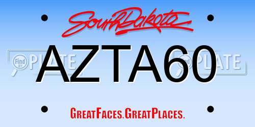AZTA60 South Dakota License Plate