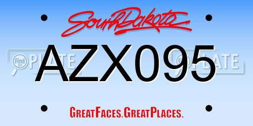 AZX095 South Dakota License Plate