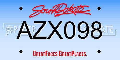 AZX098 South Dakota License Plate