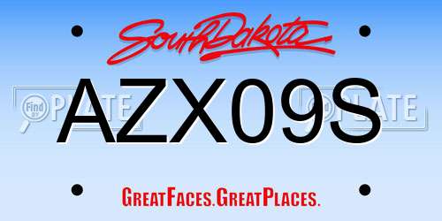 AZX09S South Dakota License Plate
