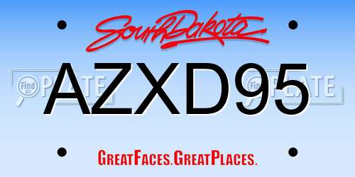AZXD95 South Dakota License Plate