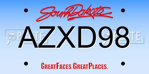 AZXD98 South Dakota License Plate