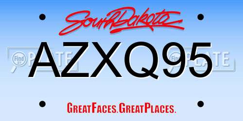 AZXQ95 South Dakota License Plate