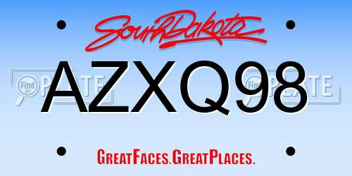 AZXQ98 South Dakota License Plate