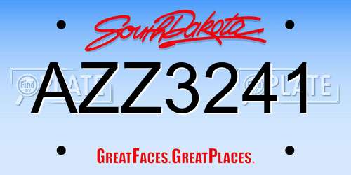 AZZ3241 South Dakota License Plate