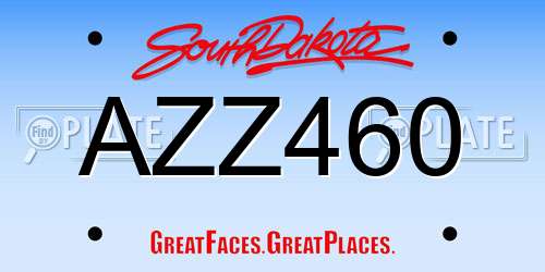 AZZ460 South Dakota License Plate