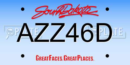 AZZ46D South Dakota License Plate