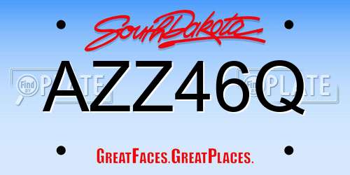 AZZ46Q South Dakota License Plate