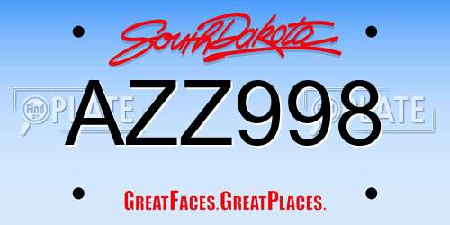 AZZ998 South Dakota License Plate