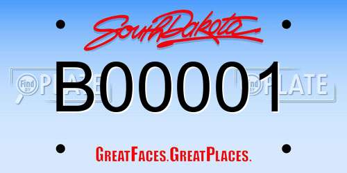 B00001 South Dakota License Plate