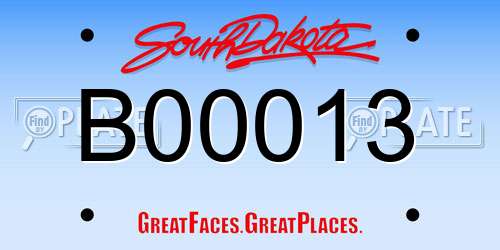 B00013 South Dakota License Plate