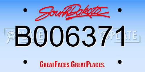B006371 South Dakota License Plate