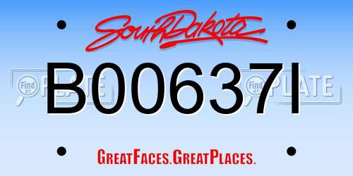 B00637I South Dakota License Plate