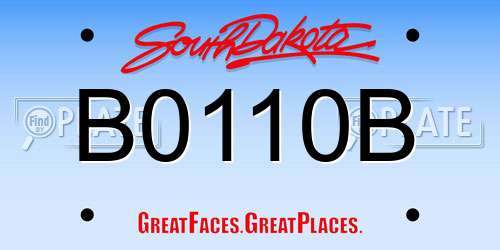 B0110B South Dakota License Plate