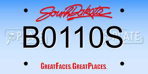 B0110S South Dakota License Plate