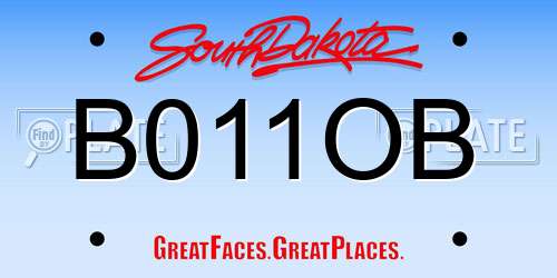 B011OB South Dakota License Plate