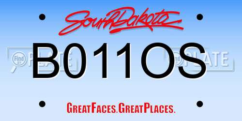 B011OS South Dakota License Plate