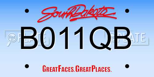 B011QB South Dakota License Plate