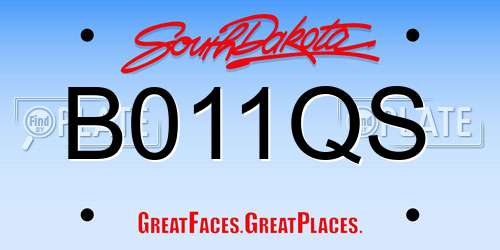 B011QS South Dakota License Plate