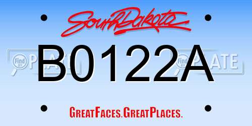 B0122A South Dakota License Plate