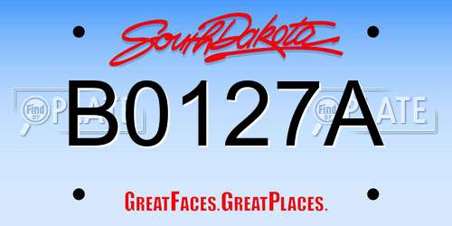 B0127A South Dakota License Plate