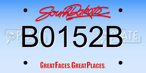 B0152B South Dakota License Plate