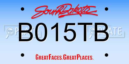 B015TB South Dakota License Plate