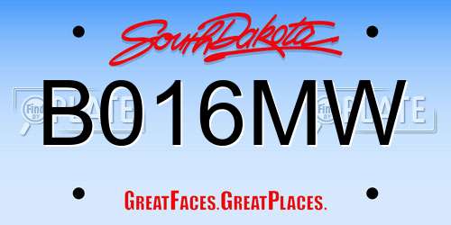 B016MW South Dakota License Plate